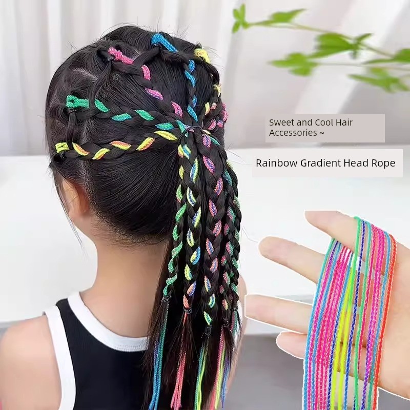 Kids Sweet Cool Silver Headband Hair Rope Elementary School Student Jazz Hip Hop Dreadlocks Headband Girl Ribbon Performance Headdress — 4