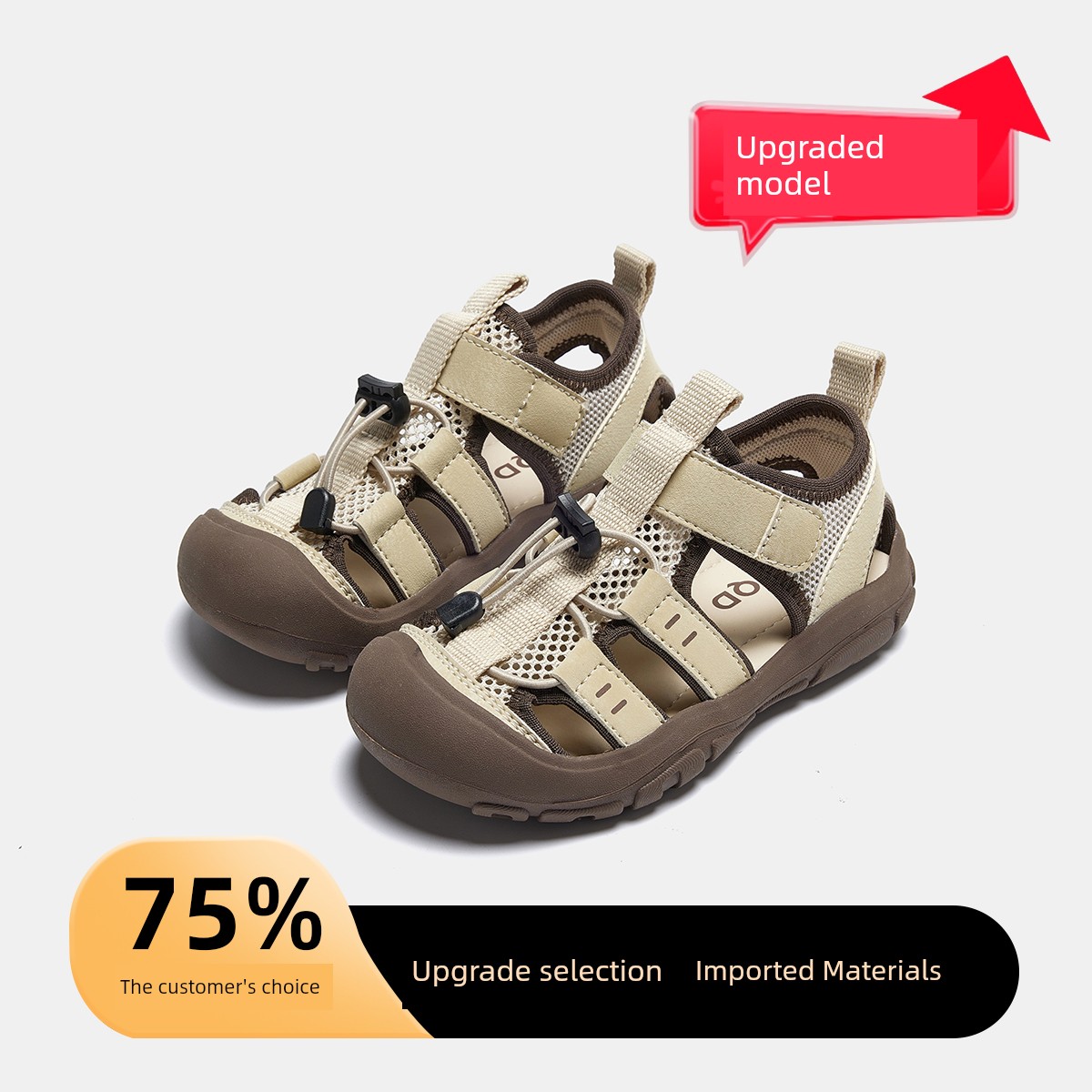 Mqd Boys' Lightweight Sports Sandals 2026 Summer Style Hollow Breathable Non-Slip Outdoor Closed-Toe Beach Shoes — 1