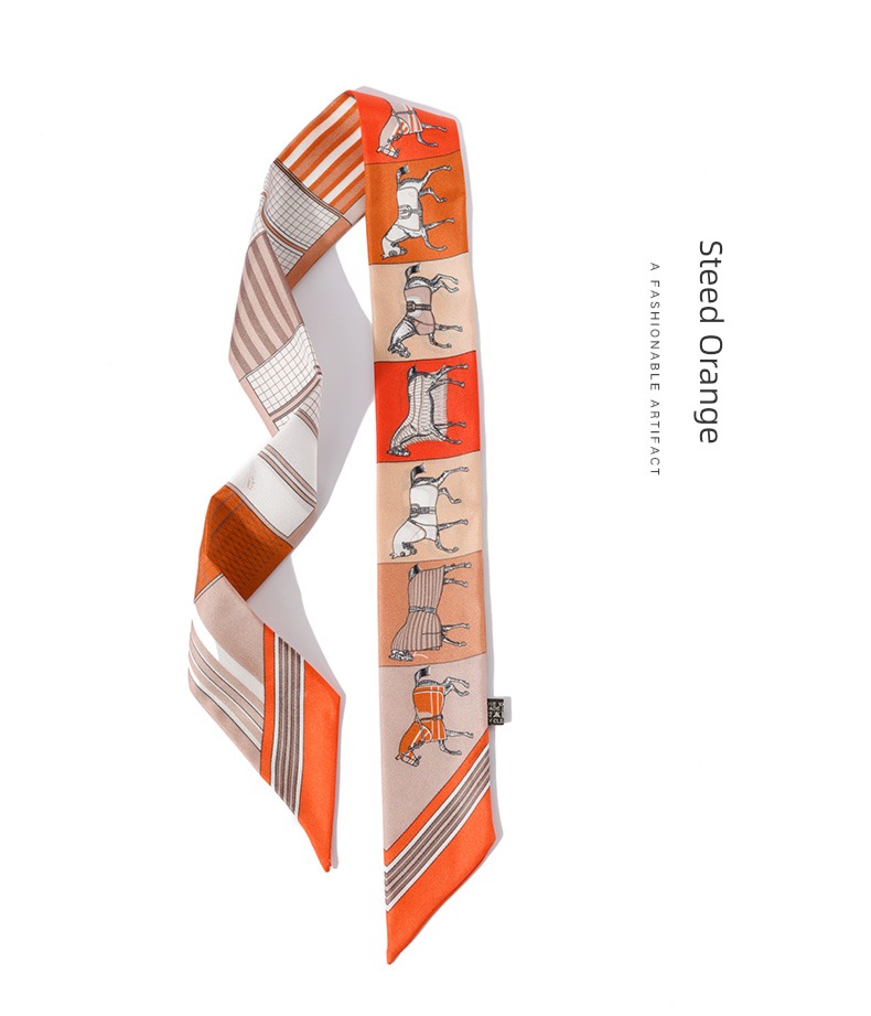 Handle Binding bag Twill silk Thin and narrow Small strip Silk scarf
