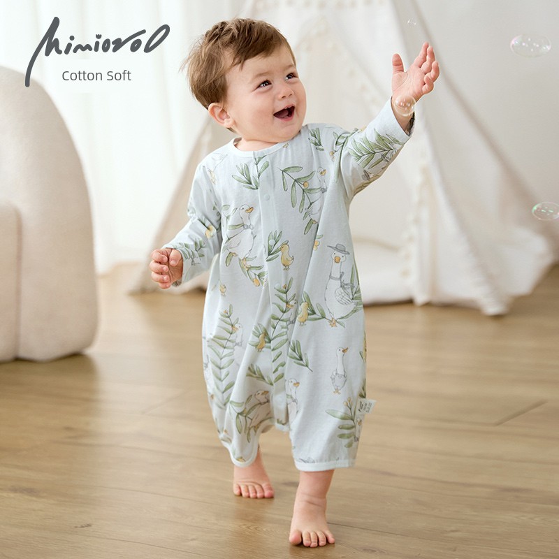 Baby Pajamas, Baby Nightgown, Autumn One-Piece Clothing, Pure Cotton, Thin Long-Sleeved Autumn and Winter Sleeping Bag for Young Children, Boys — 6