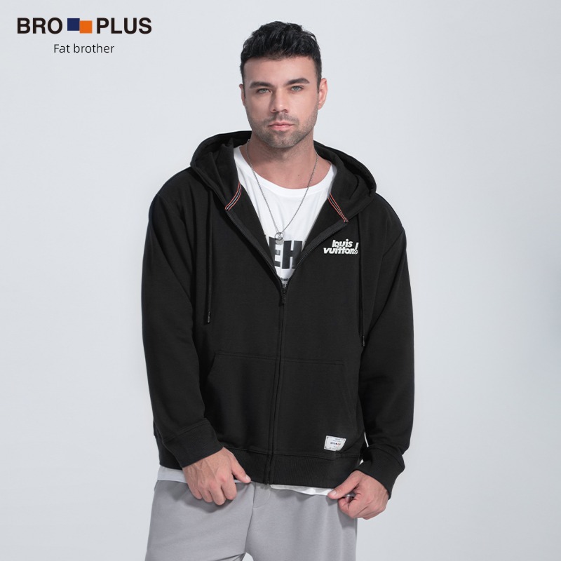 Fat brother zipper Cardigan easy motion Fat guy Sweater