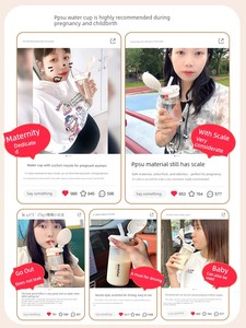 Pregnant Women's Water Cup, Postpartum-Specific Straw Cup for Adults to Drink While Lying Down, Ppsu with Scale for Dire