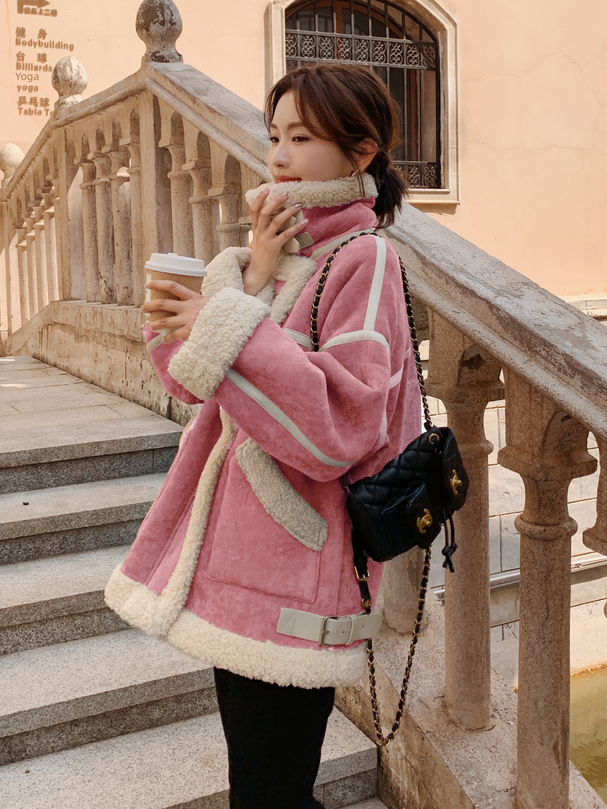 loose coat female Fur in one Korean Locomotive clothes loose coat