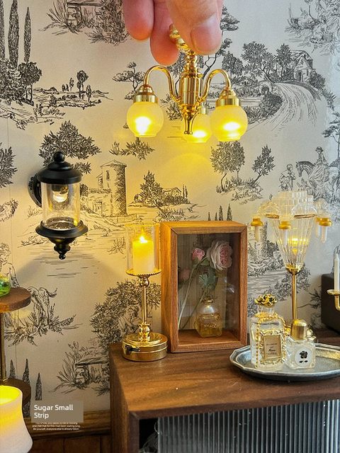 Sugar strip 12 points baby house lamp can be illuminated mini lamp small cloth model ob11 mini baby house props blythe
