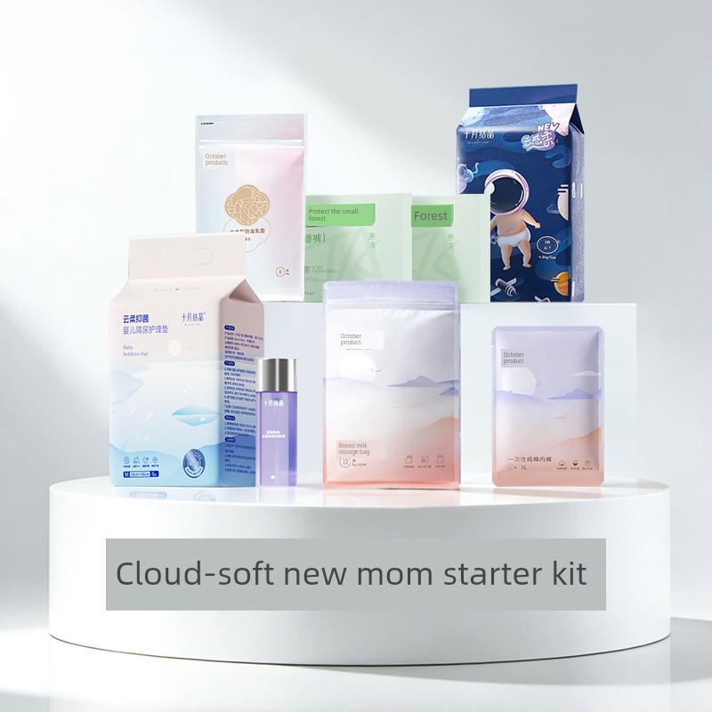 October Crystals New Mom Gift Pack: Hospital Maternity Set, Maternity and Postpartum Supplies, 7-Piece Maternity Bag — 1