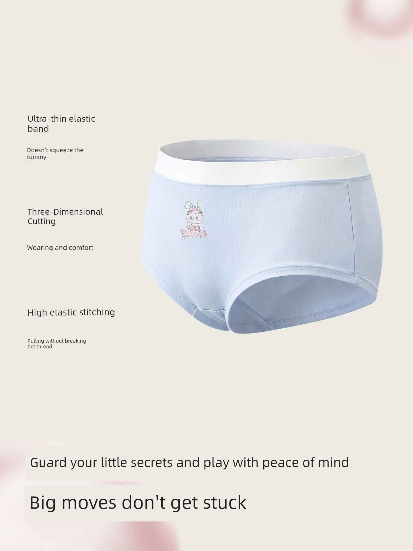 Balabala Girls' Cotton Boxer Briefs Children's Triangle Briefs Baby Boxer Briefs Class a Skin-Friendly Antibacterial Breathable Three-Pack — 3