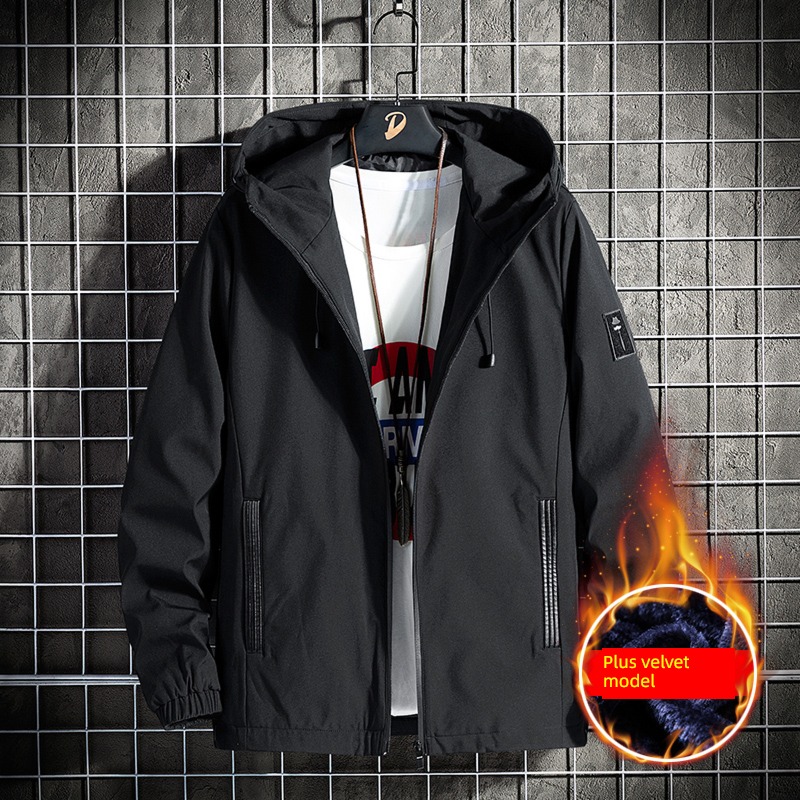 Plush Hooded keep warm winter Autumn clothes man loose coat