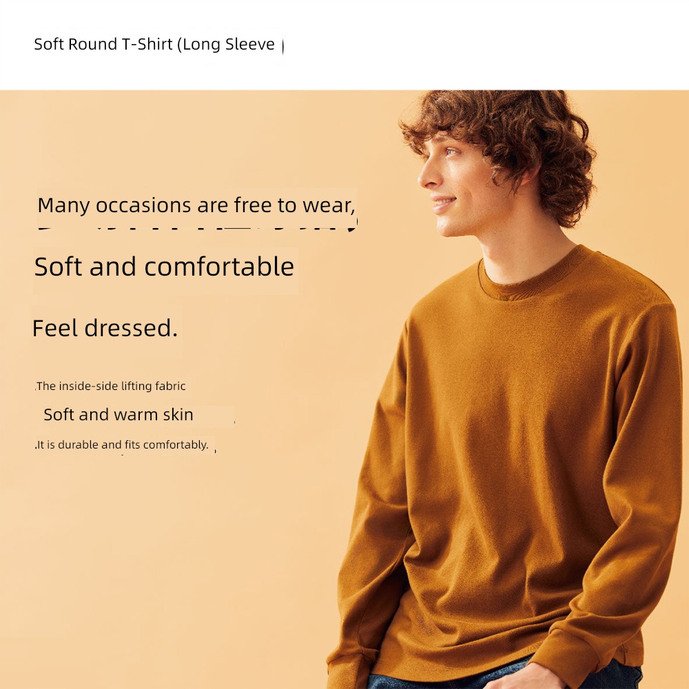 UNIQLO soft Long sleeve Autumn and winter New products Round neck T-shirt