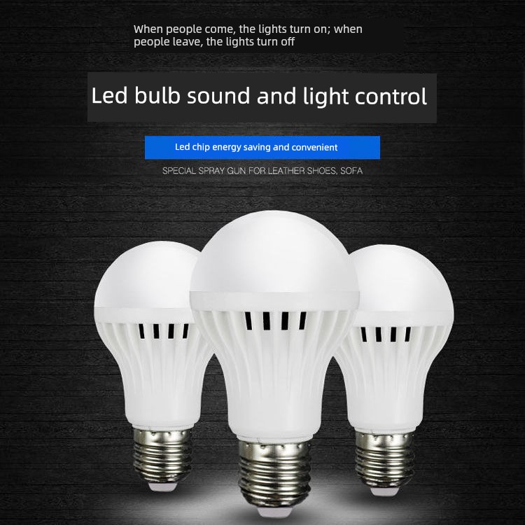 Led Light with Sound and Light Control, Radar Human Body Sensor Light, Household Corridor and Hallway E27 Screw-Mount Smart Voice-Controlled Light Bulb