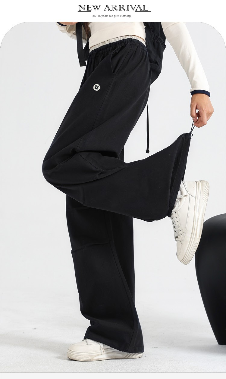 Girls' Cargo Pants Spring and Autumn 2026 New Straight-Leg Pants Youth Casual Pants Loose Fit Big Girl Sports Pants — 23