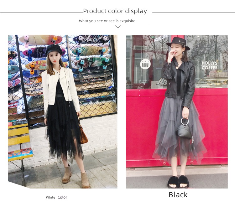 fashion Close your waist have cash less than that is registered in the accounts PU skin black Little coat Jacket