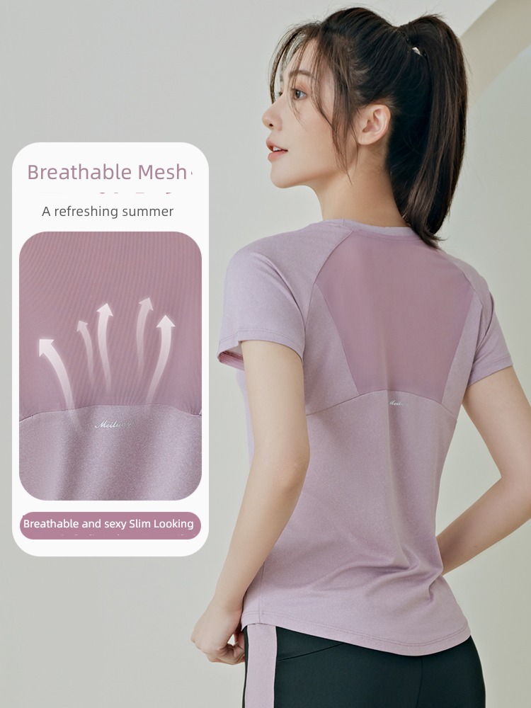 Short sleeve female motion T-shirt breathable Morning running yoga