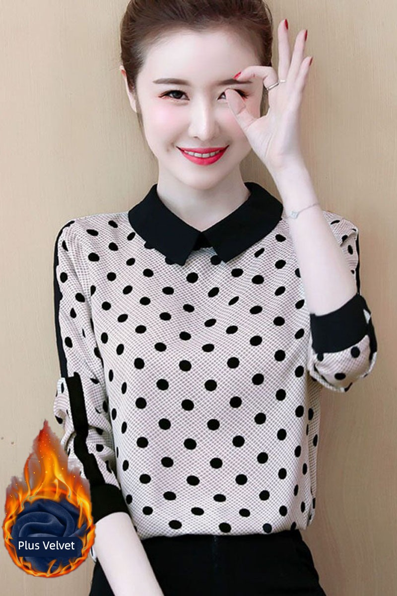 Women Long sleeve Doll Collar Spring  fashion Chiffon shirt