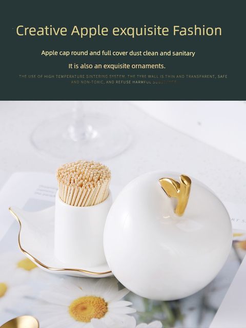 Personalized golden bone tracing porcelain toothpick barrel toothpick barrel home fashion toothpick box bucket floss storage box apple toothpick jar