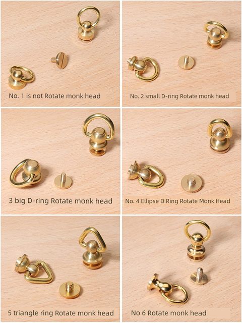 Pure copper belt ring rotary monk head Pure copper monk head pacifier nail Hand sewing leather art hardware bag accessories