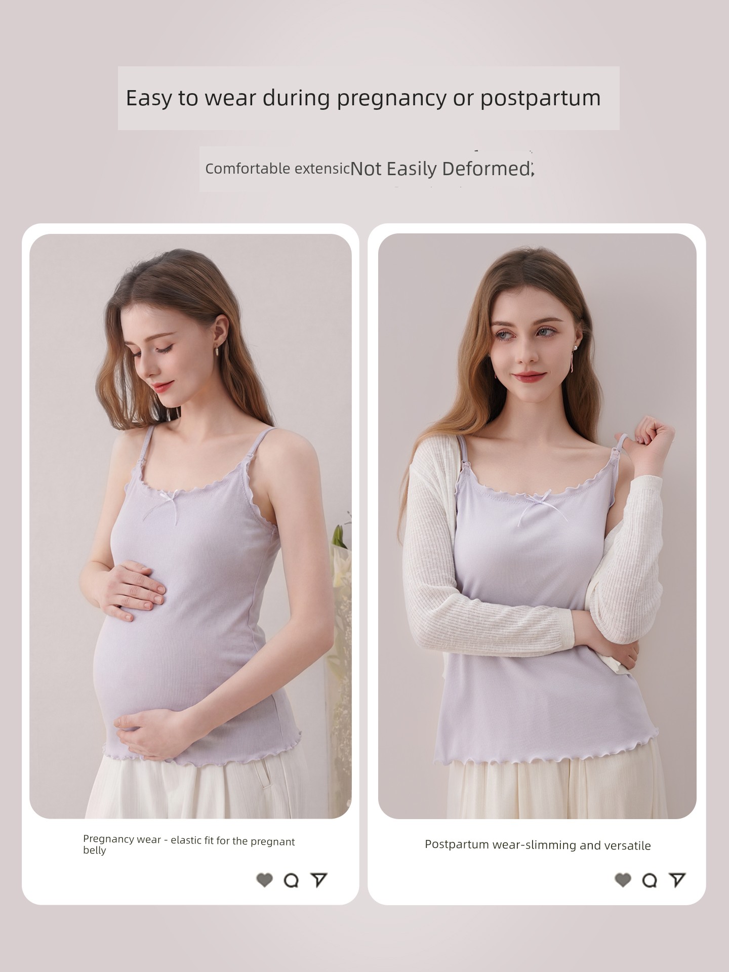 Adjustable Nursing Camisole with Breast Pads, Postpartum Breastfeeding Maternity Wear, Stylish Mom Outerwear, Anti-Sagging Base Layer — 3