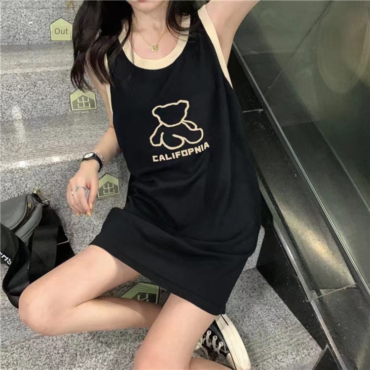 female summer leisure time pure cotton black Sleeveless jacket vest