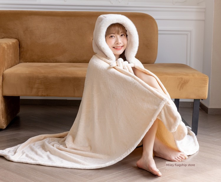 thickening Lazy man lovely rabbit Hooded Autumn and winter Nap blanket