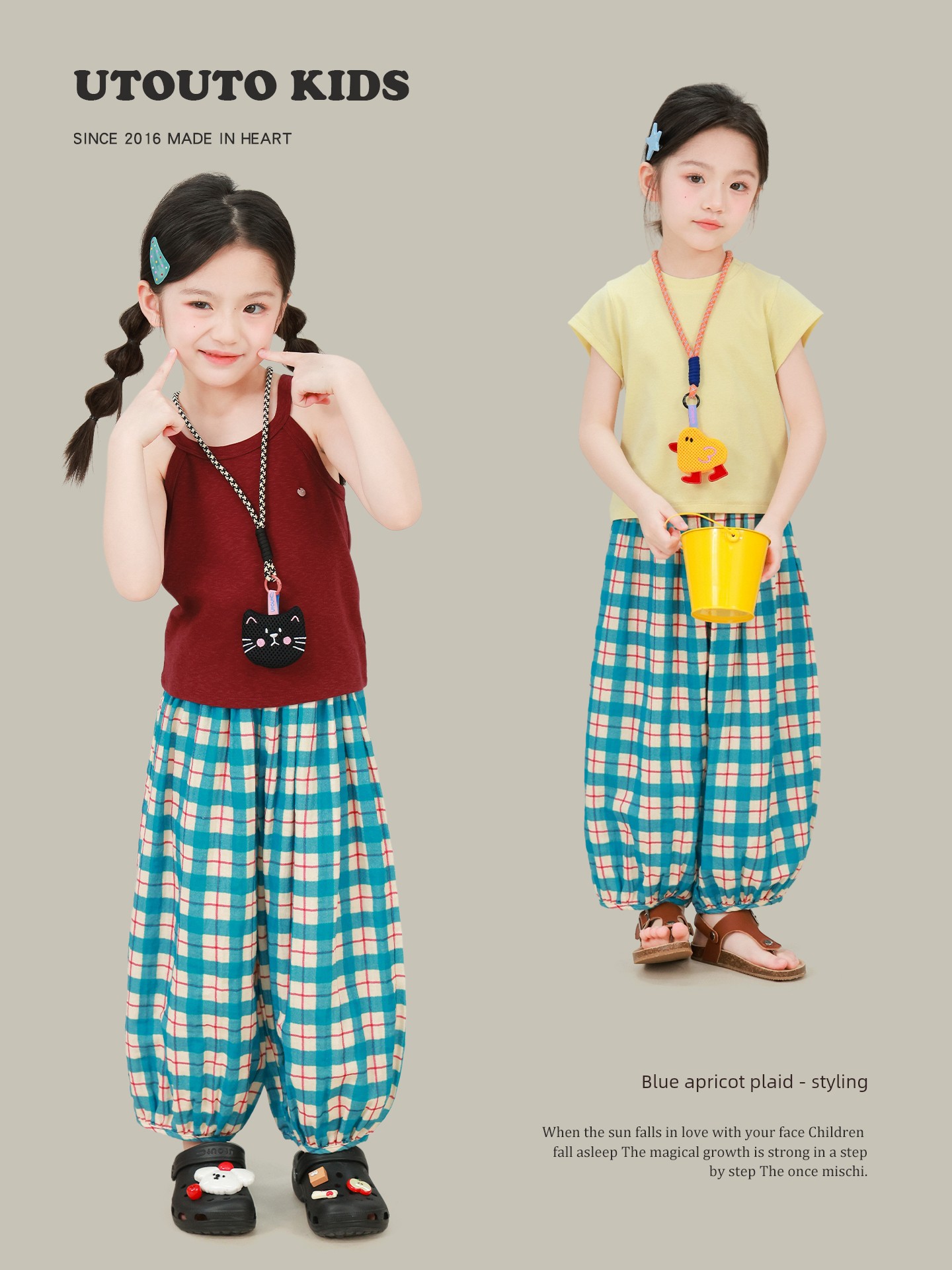 Big-Eared Elephant Girl's Polka Dot Plaid Walking Pants 2026 Summer New Style Baby Pure Cotton Loose Breathable Lantern Pants — 2