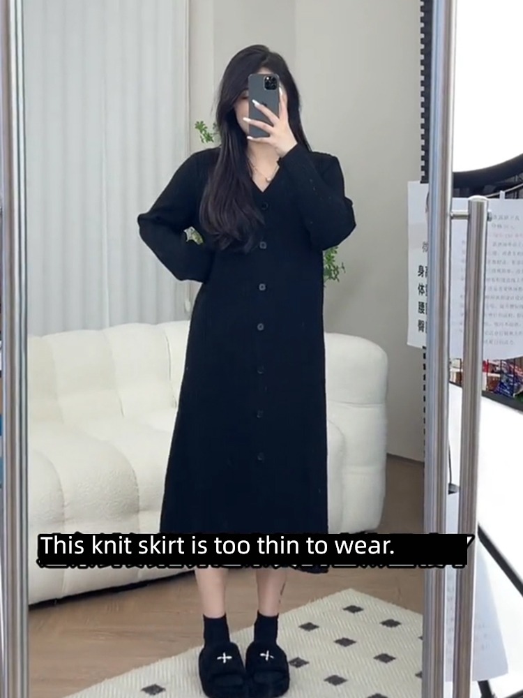 Fat mm Big size easy Show thin Cover meat knitting Dress