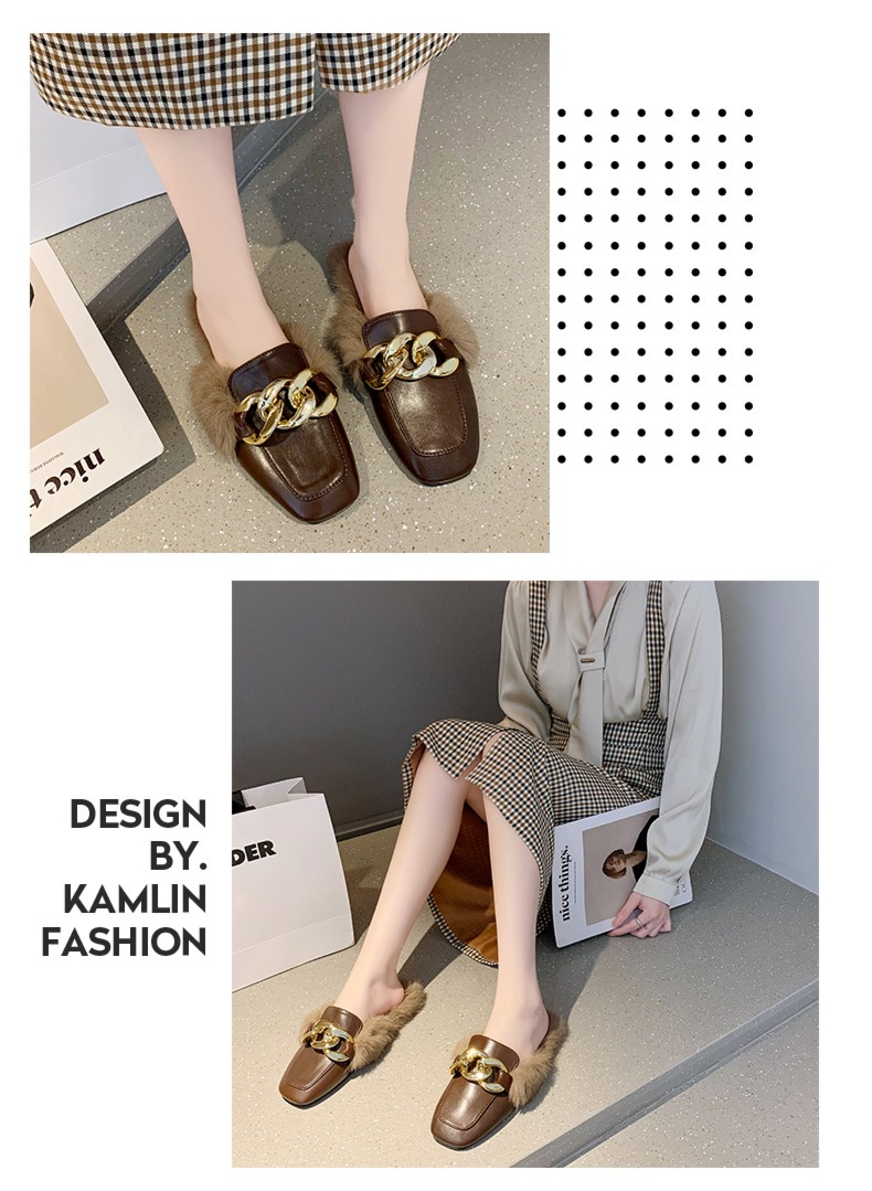 Internet celebrity Wear out Autumn and winter Flat bottom Baotou Maomao slipper