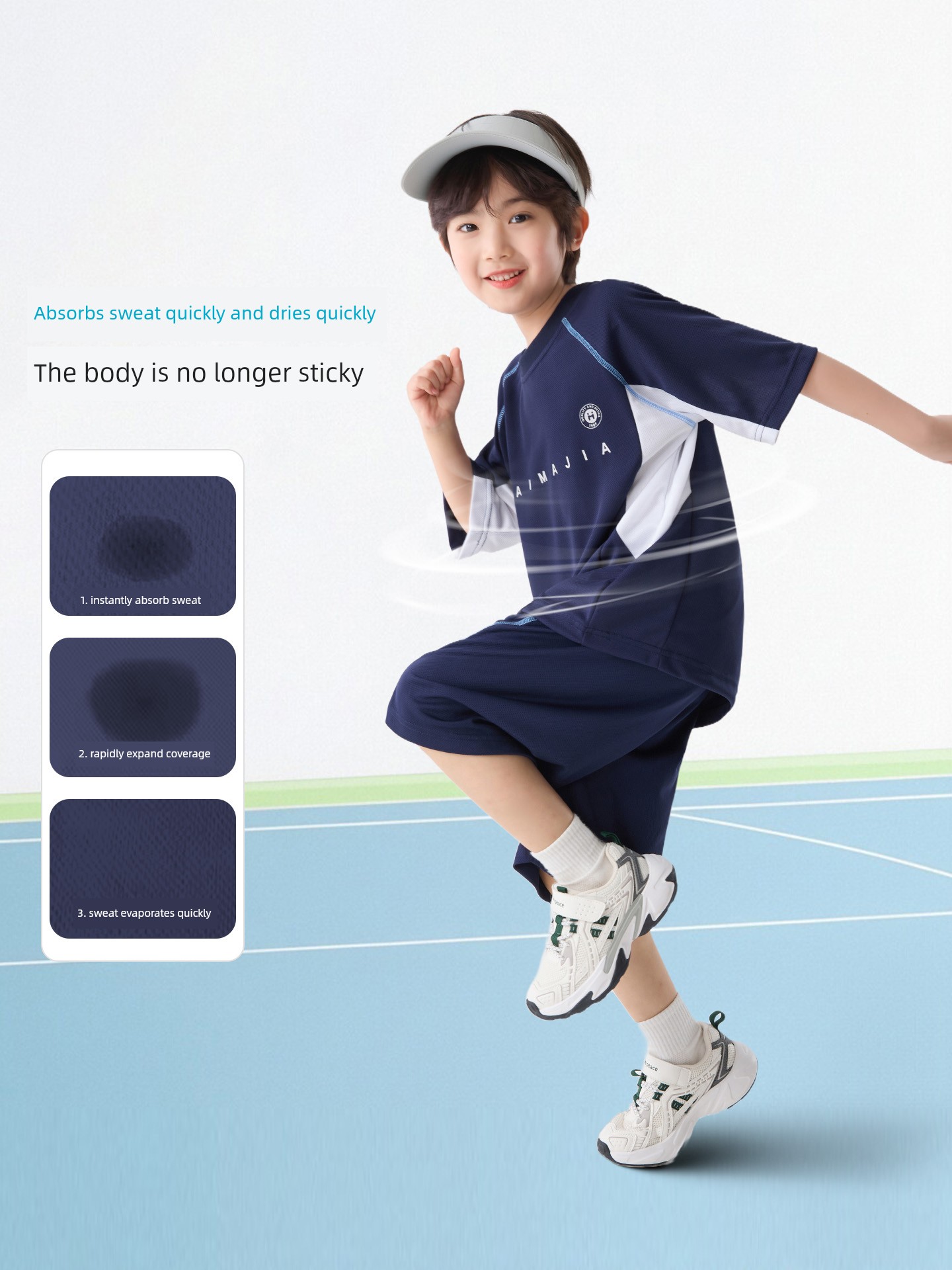Haima's Children's Clothing Boys' Summer Set 2026 New Summer Boys' Sports Short-Sleeve Children's Quick-Dry Two-Piece Set