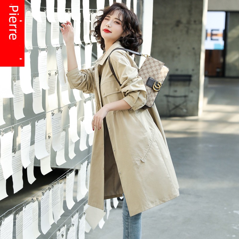Medium and long term Casual and versatile work clothes loose coat Women Windbreaker