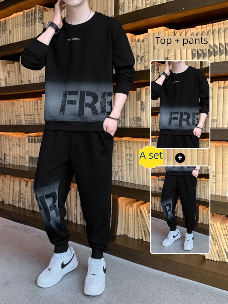 man Spring and Autumn motion ins Chaopai Sweater suit