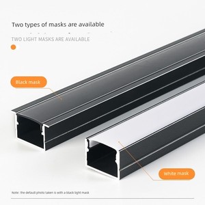 Linear Light Fixtures, Recessed Light Channels, Aluminum Channels, Surface-Mounted and Recessed U-Shaped Black Cable Cha