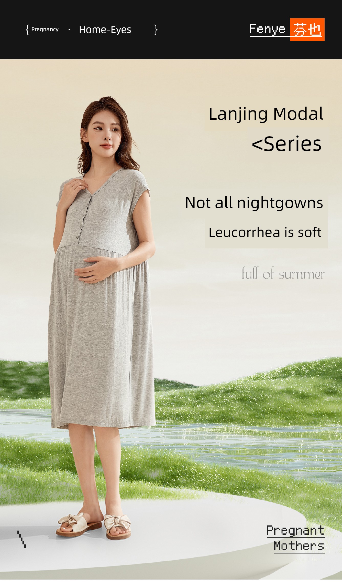 Pregnant Woman's Nightdress Summer Thin Nursing Dress Summer Modal Postpartum Pajamas Nursing Sleeping Dress Summer Clothing Dress — 1