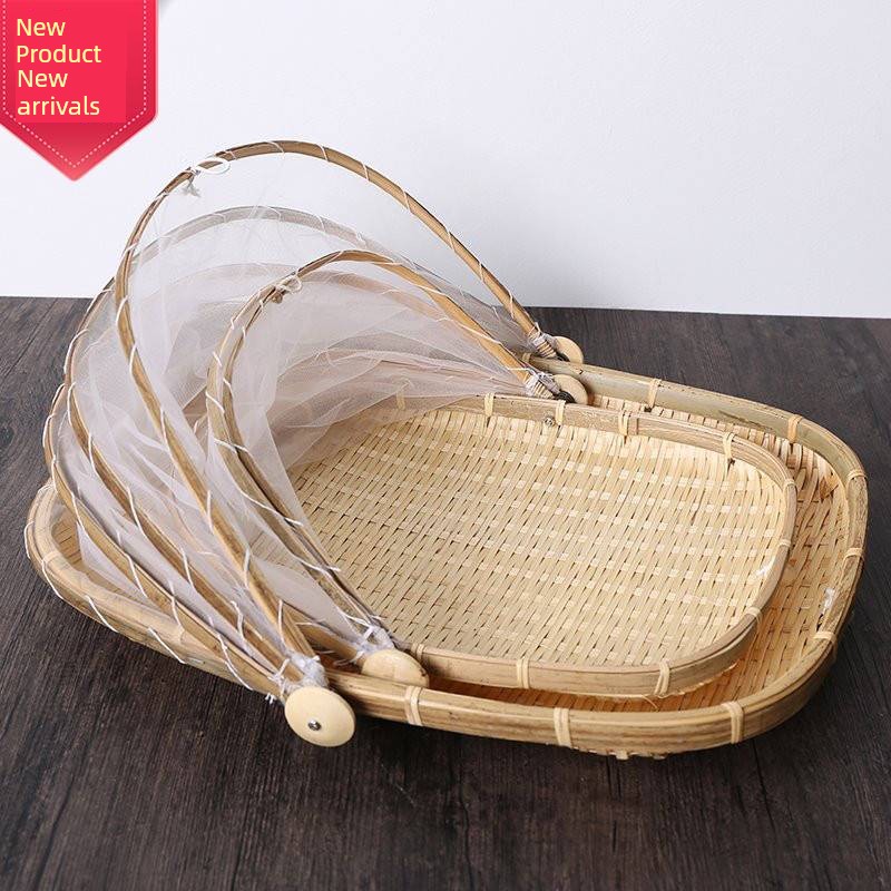 Farmhouse Bamboo Weaving Products with Mesh Net, Bun Basket, Fly and Mosquito Repellent Screen, Dustpan, Basket for Drying Goods, Vegetables, and Fruits