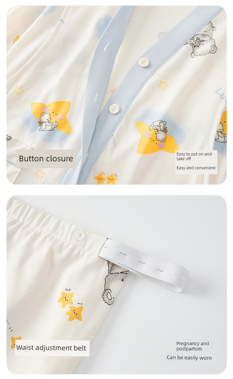 Postpartum Clothing Spring and Autumn Maternity Home Wear Set Plus Size Nursing Pajamas for Pregnant Women Summer — 17