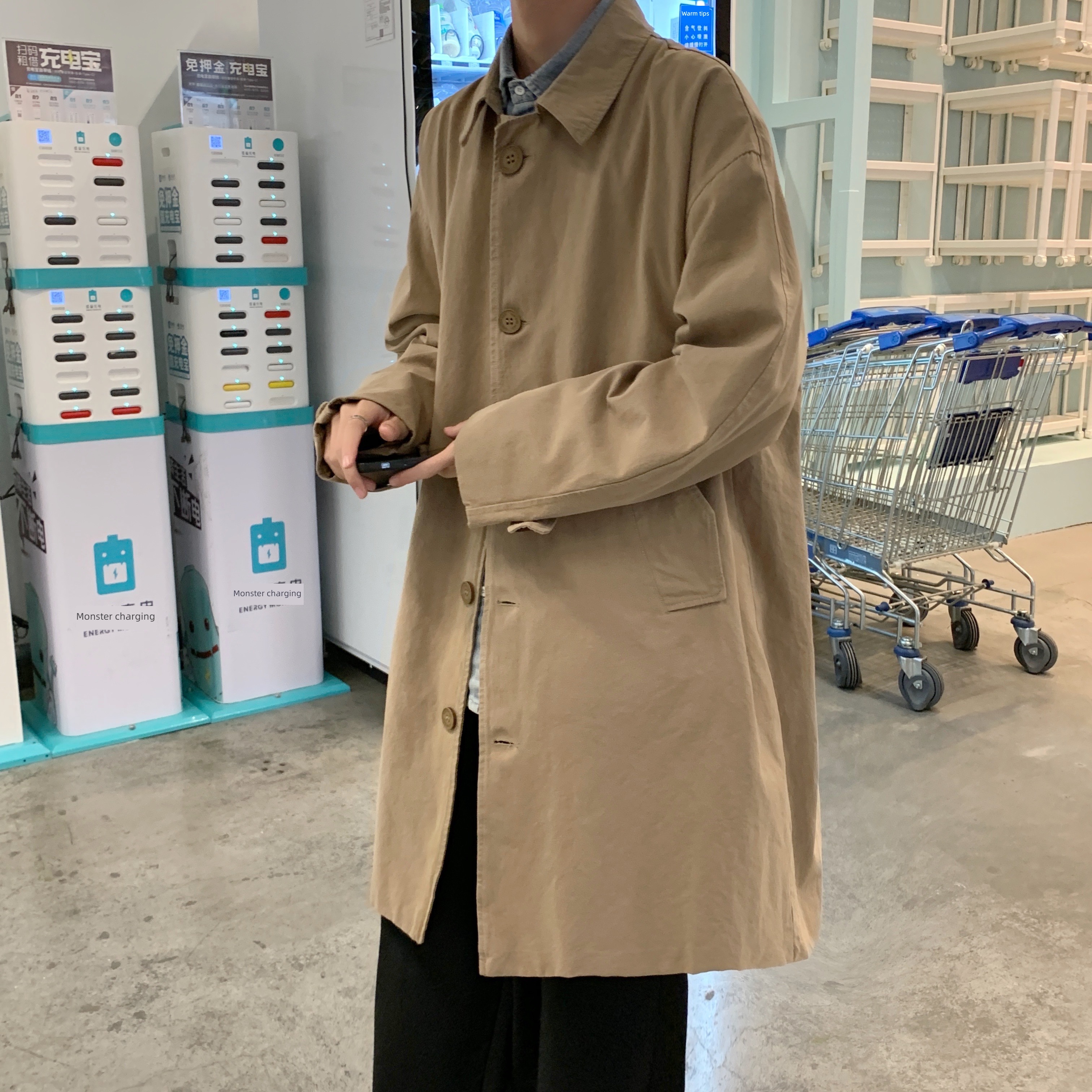 bf Spring and Autumn trend Korean version Medium and long term leisure time Windbreaker