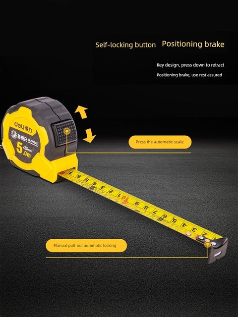 Deli Luban ruler authentic Feng Shui ruler high-precision steel tape ruler meter ruler measurement circle ruler box ruler ruler 5 meters 7.5 meters