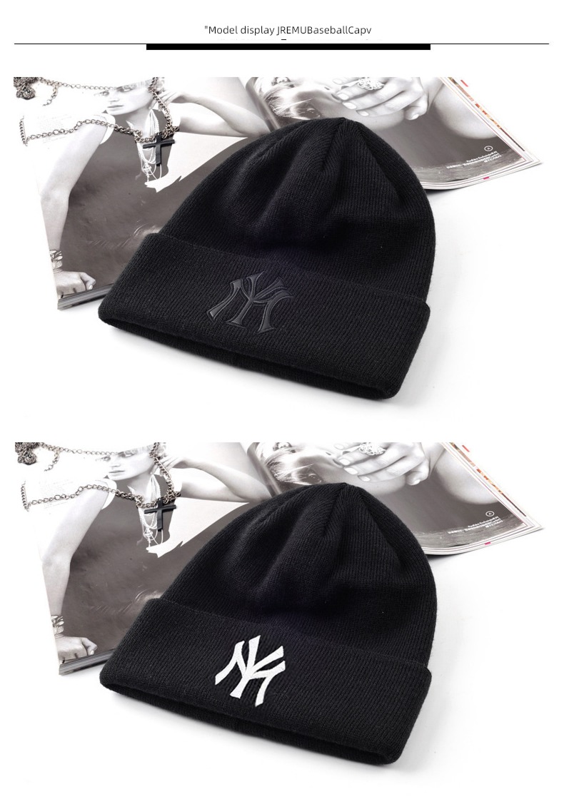 winter Men's style letter grey Plush female woolen hat