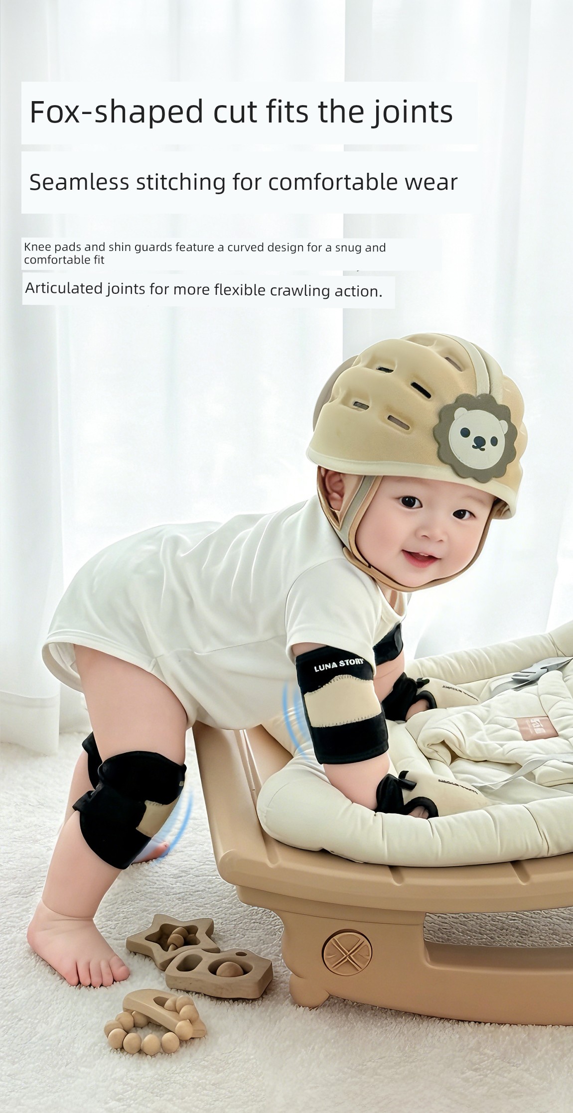 Lunastory Knee Pads, Baby Crawling Elbow Pads, Anti-Slip Children's Toddler Knee Protectors, Anti-Strain — 14