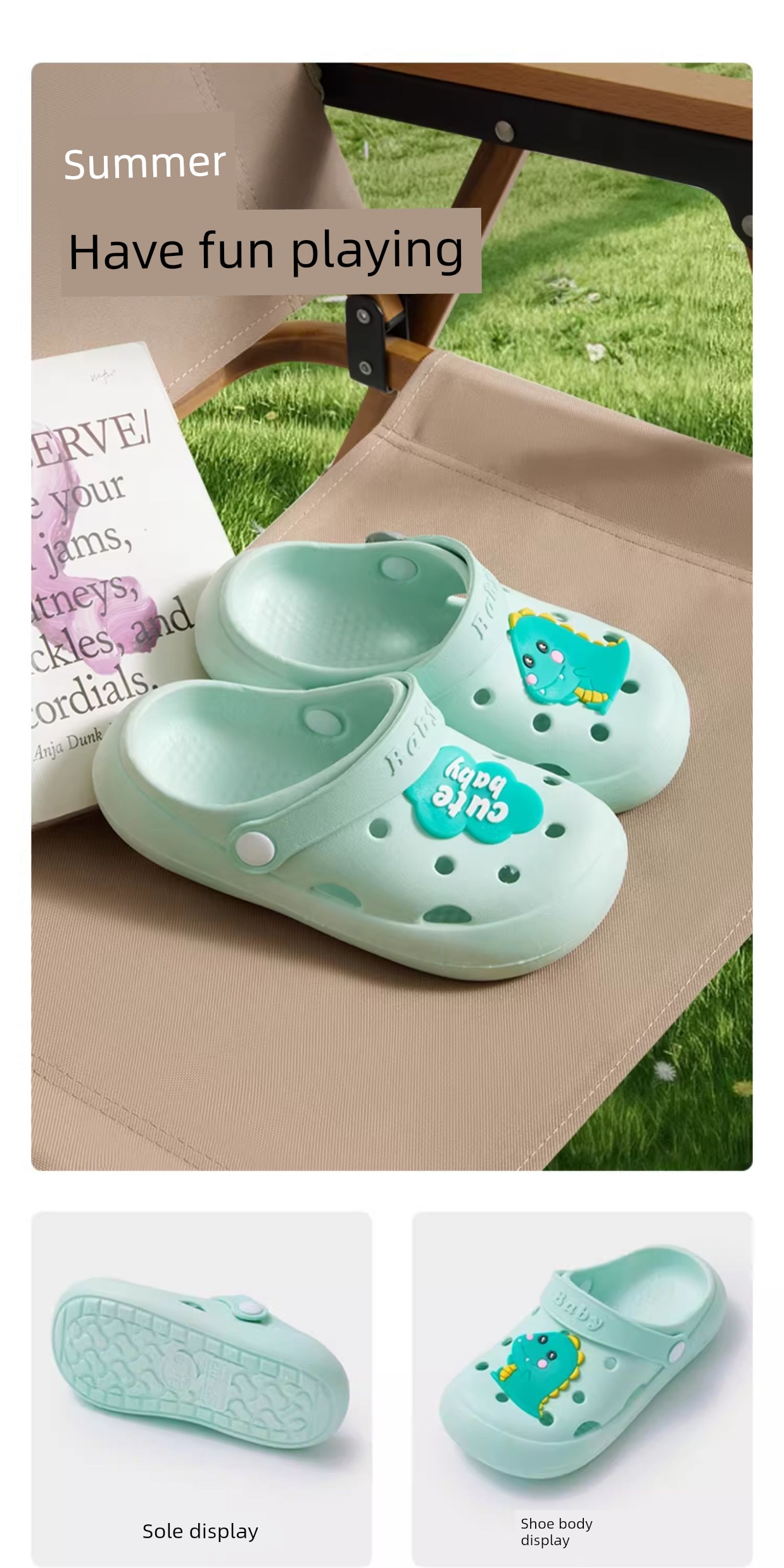 Jq Jingqi Children's Clogs Summer Indoor Non-Slip Shoes for Girls and Boys, Baby Bathing Special Closed-Toe Sandals — 2