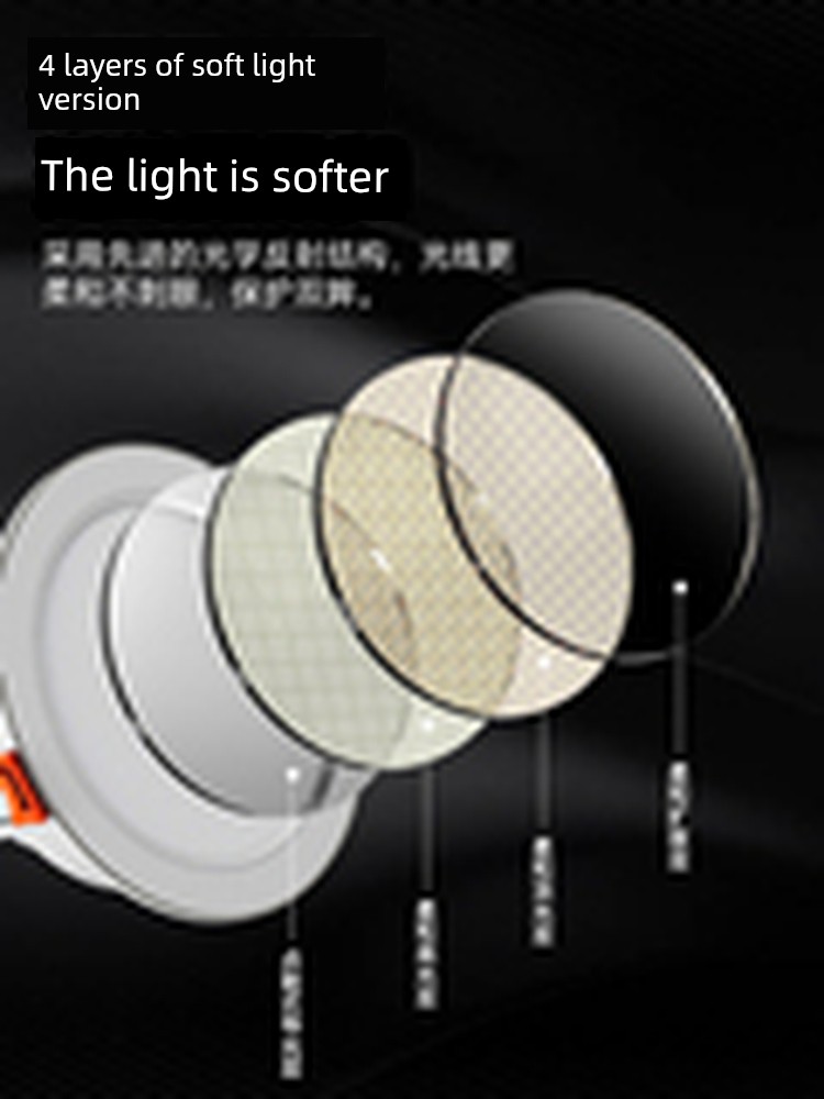 Hp Lighting Fixtures All-Aluminum Led Downlight Recessed Ceiling Light for Study Room, Embedded Corridor Downlight Spotlight 7.5cm for Home Use