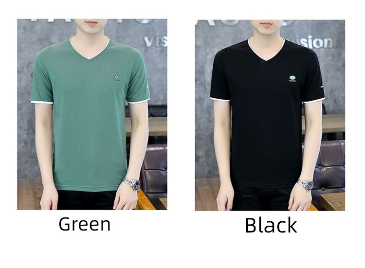 trend handsome V-neck Half sleeve Compassionate man Fake two