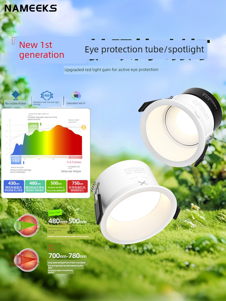 Full-Spectrum Recessed Spotlights, Anti-Glare Wall Washers, Eye-Protection Downlights for Living Room, No Main Light, Living Room Lighting