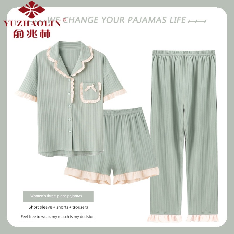 Yu Zhaolin female pure cotton shorts summer Thin money pajamas