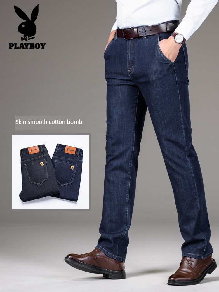 dandy thickening Autumn and winter middle age dad Jeans