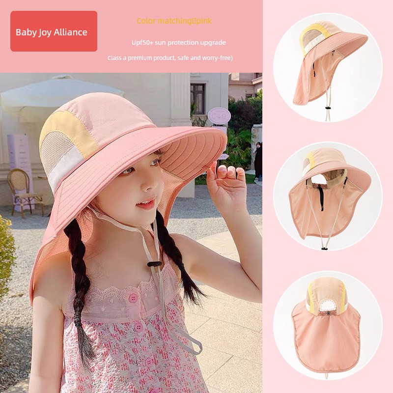 Children's Sun Protection Hat, Girls' Sun Hat, Boys' Sun Hat, Beach and Seaside Uv Protection Hat with Large Brim — 5