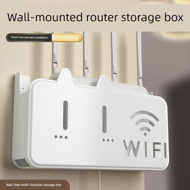 Wireless wifi TV set-top box router rack without punching storage box wall-mounted decorative cover box