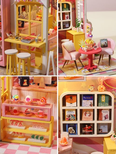 DIY cottage loft cake shop handmade mini small house model assembled doll house birthday gift women