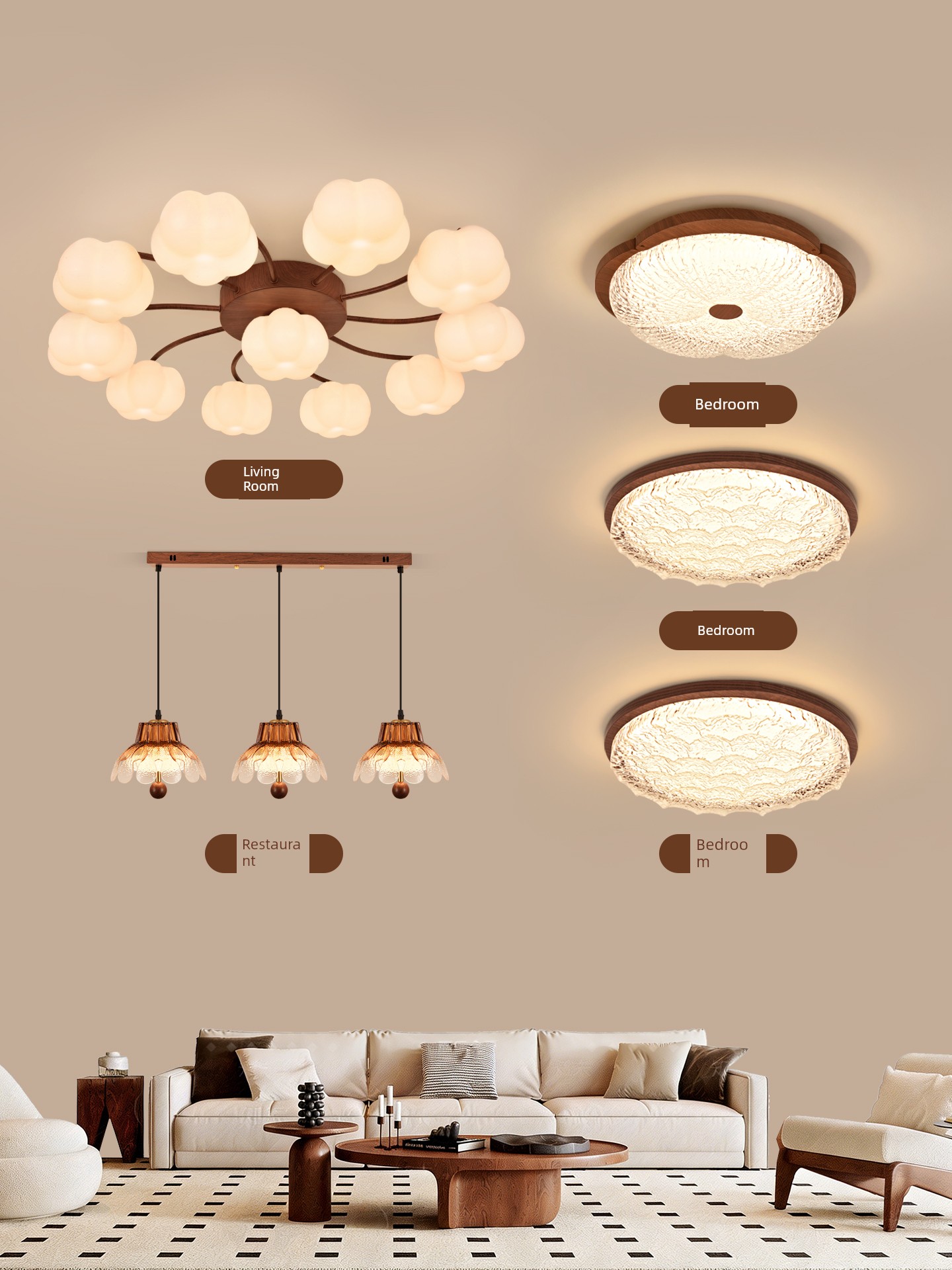 Vintage Cream-Style Living Room Ceiling Light 2026 New Model Full House Package French Retro Bedroom Study Lighting P271