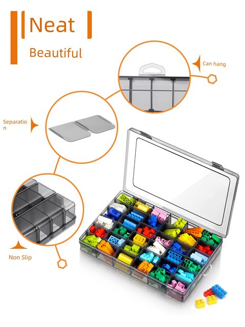 Frequently Hut parts storage box screw tool rectangular plastic box hardware accessories component classification multi-grid transparent