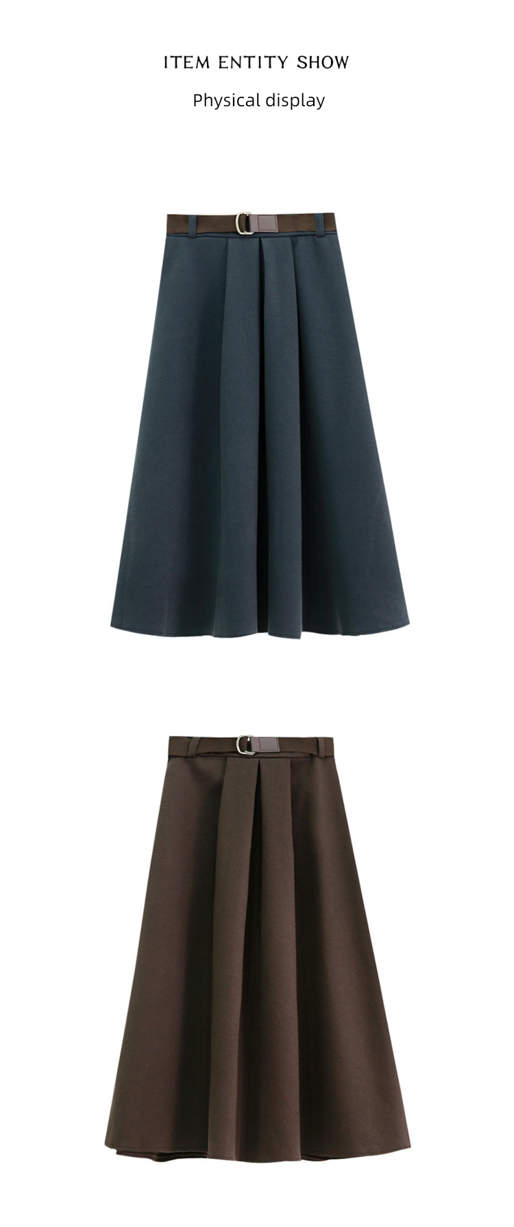 Wool Autumn and winter Coffee Big swing Medium and long term skirt