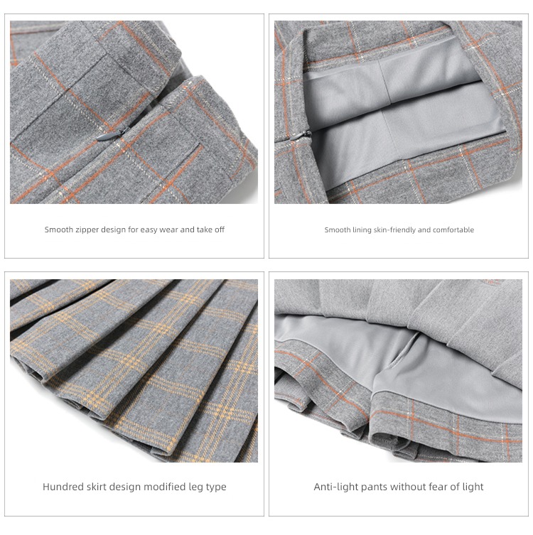 Wool lattice early autumn winter Half body Advanced sense Short skirt