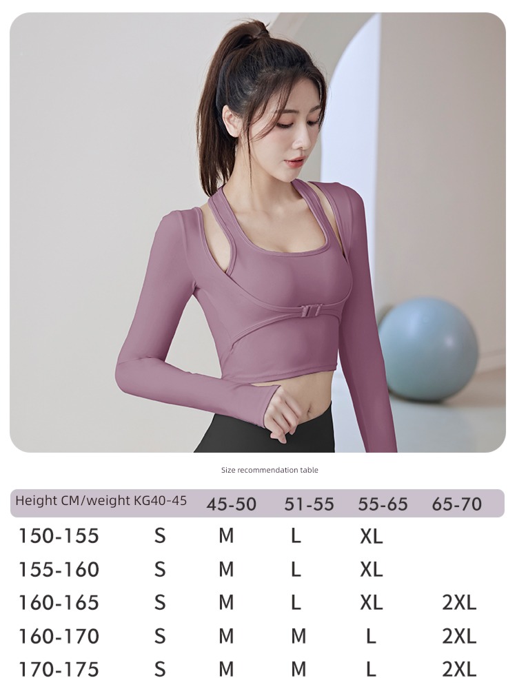 female With chest pad major Quick drying Long sleeve run Yoga clothes